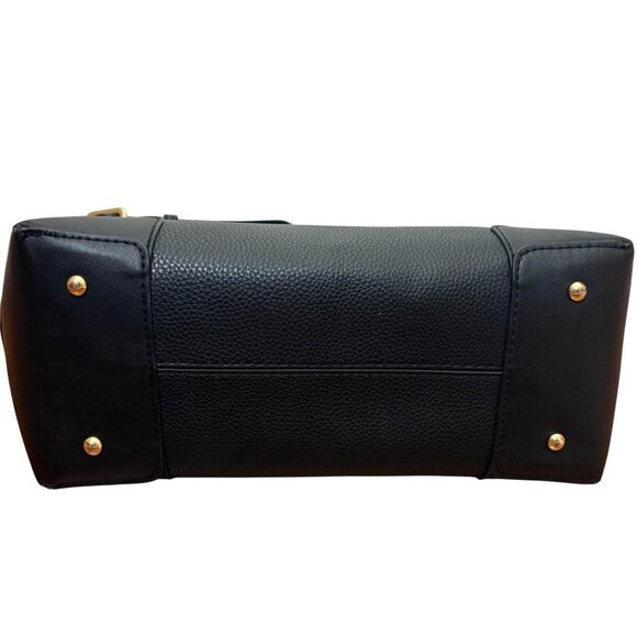 Nine West Brooklyn Jet Set Carryall Bag Black Pebbled Faux Leather Purse - Picture 4 of 16